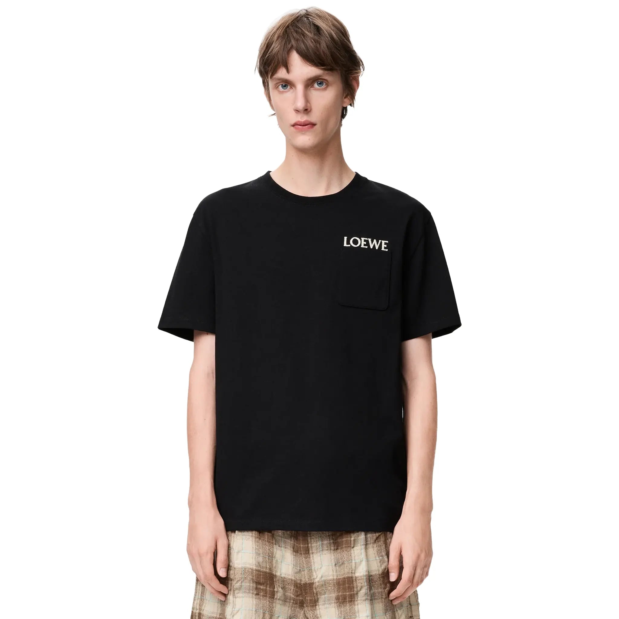 Front View of Loewe Relaxed Fit Cotton Black T-Shirt H526Y22XDE-1100